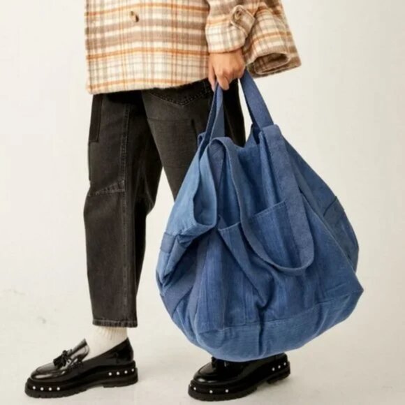 SOLD Free People Mega Cord Tote/Blue NWOT - Picture 4 of 5